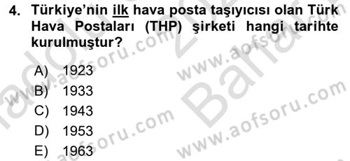 Hava Kargo Ve Tehlikeli Maddeler Dersi 2024 - 2025 Yılı (Vize) Ara Sınav Soruları 4. Soru