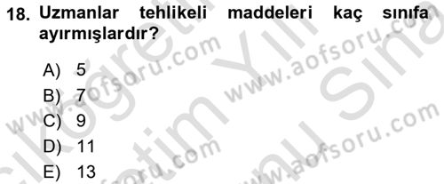 Hava Kargo Ve Tehlikeli Maddeler Dersi 2024 - 2025 Yılı (Final) Dönem Sonu Sınav Soruları 18. Soru