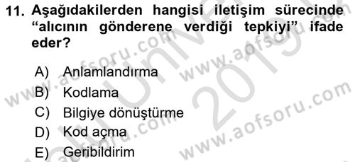 Havacılık Emniyeti Dersi 2018 - 2019 Yılı 3 Ders Sınav Soruları 11. Soru
