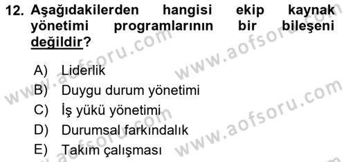 Havacılık Emniyeti Dersi 2018 - 2019 Yılı 3 Ders Sınav Soruları 12. Soru