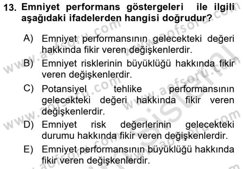 Havacılık Emniyeti Dersi 2018 - 2019 Yılı 3 Ders Sınav Soruları 13. Soru