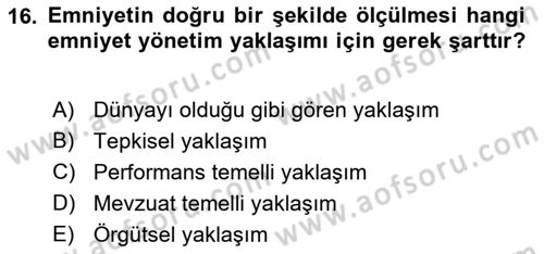Havacılık Emniyeti Dersi 2018 - 2019 Yılı 3 Ders Sınav Soruları 16. Soru
