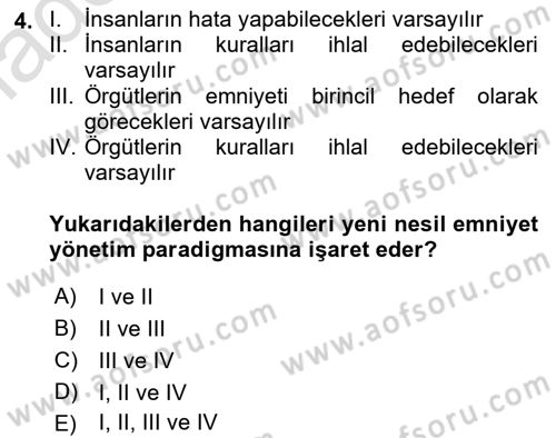 Havacılık Emniyeti Dersi 2018 - 2019 Yılı 3 Ders Sınav Soruları 4. Soru