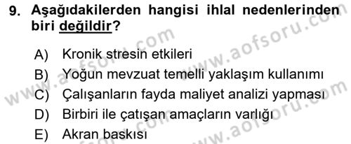 Havacılık Emniyeti Dersi 2018 - 2019 Yılı 3 Ders Sınav Soruları 9. Soru