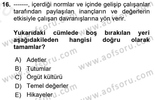 Havacılık Emniyeti Dersi Ara Sınavı Deneme Sınav Soruları 16. Soru