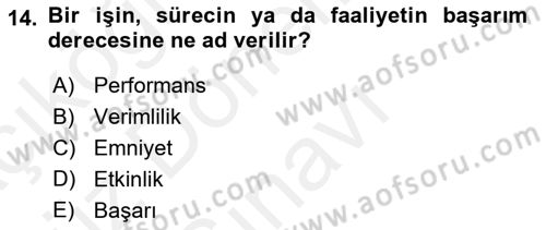 Havacılık Emniyeti Dersi 2018 - 2019 Yılı (Final) Dönem Sonu Sınav Soruları 14. Soru