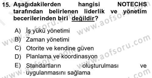 Havacılık Emniyeti Dersi 2018 - 2019 Yılı (Final) Dönem Sonu Sınav Soruları 15. Soru