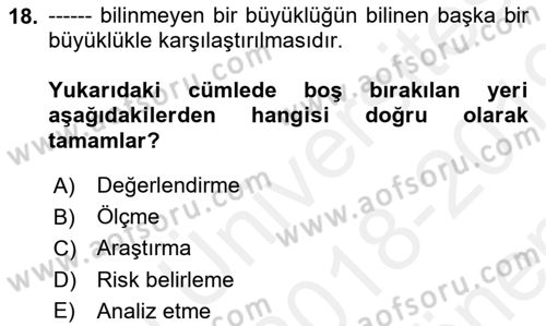 Havacılık Emniyeti Dersi 2018 - 2019 Yılı (Final) Dönem Sonu Sınav Soruları 18. Soru