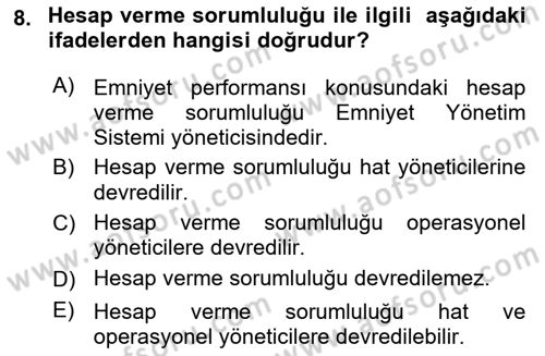 Havacılık Emniyeti Dersi 2018 - 2019 Yılı (Final) Dönem Sonu Sınav Soruları 8. Soru