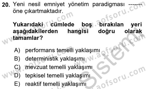 Havacılık Emniyeti Dersi 2018 - 2019 Yılı Yaz Okulu Sınavı 20. Soru