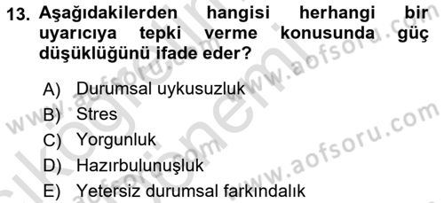 Havacılık Emniyeti Dersi 2019 - 2020 Yılı (Vize) Ara Sınav Soruları 13. Soru