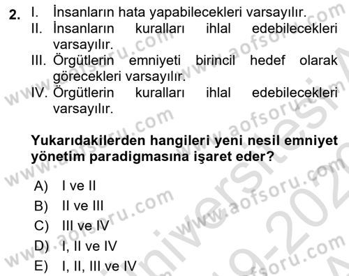 Havacılık Emniyeti Dersi 2019 - 2020 Yılı (Vize) Ara Sınav Soruları 2. Soru