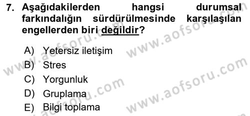 Havacılık Emniyeti Dersi 2019 - 2020 Yılı (Vize) Ara Sınav Soruları 7. Soru