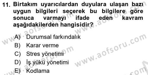 Havacılık Emniyeti Dersi 2019 - 2020 Yılı (Final) Dönem Sonu Sınav Soruları 11. Soru