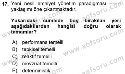 Havacılık Emniyeti Dersi 2019 - 2020 Yılı (Final) Dönem Sonu Sınav Soruları 17. Soru