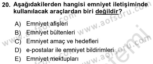 Havacılık Emniyeti Dersi 2019 - 2020 Yılı (Final) Dönem Sonu Sınav Soruları 20. Soru