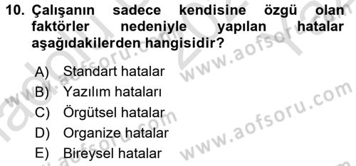 Havacılık Emniyeti Dersi 2020 - 2021 Yılı Yaz Okulu Sınav Soruları 10. Soru