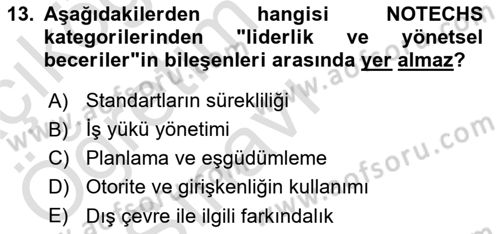 Havacılık Emniyeti Dersi 2020 - 2021 Yılı Yaz Okulu Sınav Soruları 13. Soru