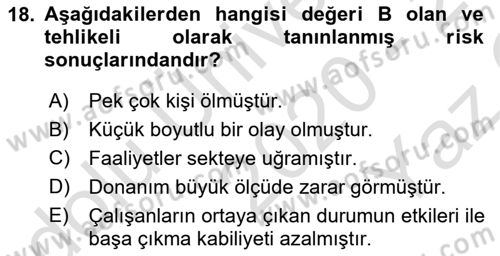 Havacılık Emniyeti Dersi 2020 - 2021 Yılı Yaz Okulu Sınav Soruları 18. Soru