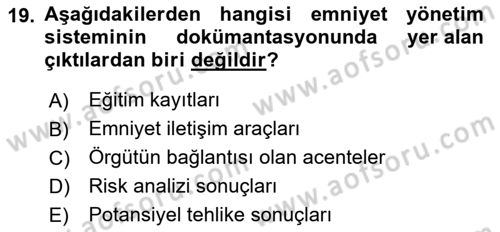 Havacılık Emniyeti Dersi 2020 - 2021 Yılı Yaz Okulu Sınav Soruları 19. Soru