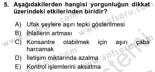 Havacılık Emniyeti Dersi 2020 - 2021 Yılı Yaz Okulu Sınav Soruları 5. Soru