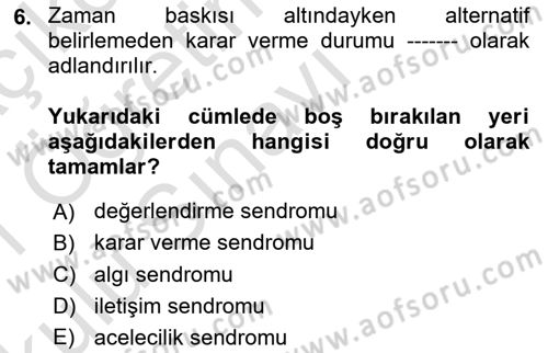Havacılık Emniyeti Dersi 2020 - 2021 Yılı Yaz Okulu Sınav Soruları 6. Soru