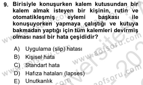Havacılık Emniyeti Dersi 2020 - 2021 Yılı Yaz Okulu Sınav Soruları 9. Soru