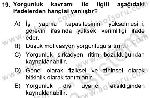 Havacılık Emniyeti Dersi Ara Sınavı Deneme Sınav Soruları 19. Soru