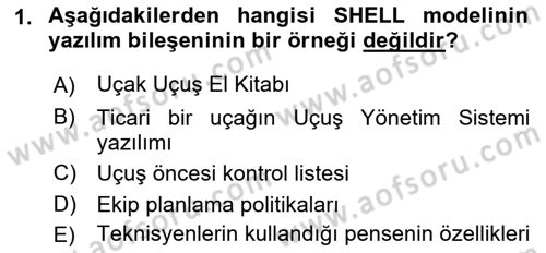 Havacılık Emniyeti Dersi 2021 - 2022 Yılı (Final) Dönem Sonu Sınav Soruları 1. Soru
