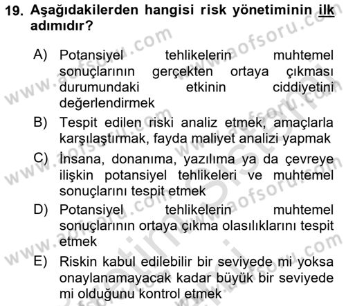 Havacılık Emniyeti Dersi 2021 - 2022 Yılı (Final) Dönem Sonu Sınav Soruları 19. Soru