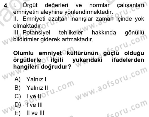 Havacılık Emniyeti Dersi 2021 - 2022 Yılı (Final) Dönem Sonu Sınav Soruları 4. Soru