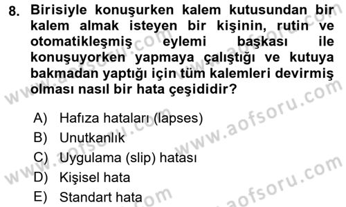 Havacılık Emniyeti Dersi 2021 - 2022 Yılı (Final) Dönem Sonu Sınav Soruları 8. Soru