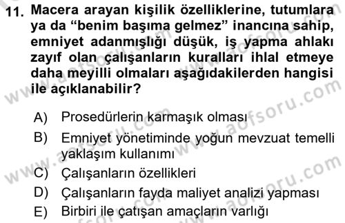 Havacılık Emniyeti Dersi 2021 - 2022 Yılı Yaz Okulu Sınav Soruları 11. Soru