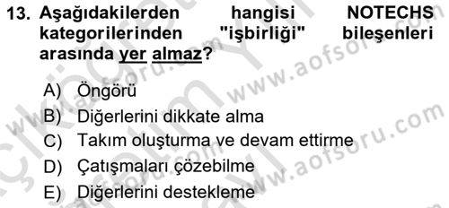 Havacılık Emniyeti Dersi 2021 - 2022 Yılı Yaz Okulu Sınav Soruları 13. Soru