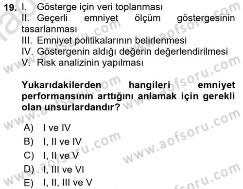 Havacılık Emniyeti Dersi 2021 - 2022 Yılı Yaz Okulu Sınav Soruları 19. Soru