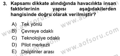 Havacılık Emniyeti Dersi 2021 - 2022 Yılı Yaz Okulu Sınav Soruları 3. Soru