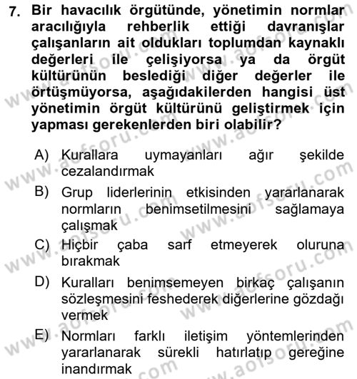 Havacılık Emniyeti Dersi 2021 - 2022 Yılı Yaz Okulu Sınav Soruları 7. Soru