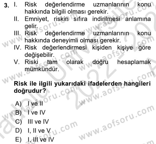Havacılık Emniyeti Dersi 2022 - 2023 Yılı (Vize) Ara Sınav Soruları 3. Soru
