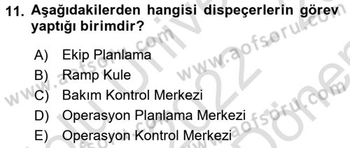 Havacılık Emniyeti Dersi 2022 - 2023 Yılı (Final) Dönem Sonu Sınav Soruları 11. Soru