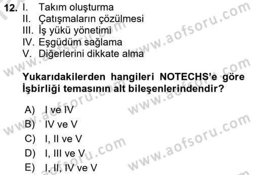 Havacılık Emniyeti Dersi 2022 - 2023 Yılı (Final) Dönem Sonu Sınav Soruları 12. Soru
