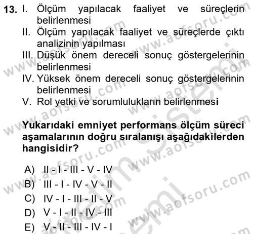 Havacılık Emniyeti Dersi 2022 - 2023 Yılı (Final) Dönem Sonu Sınav Soruları 13. Soru