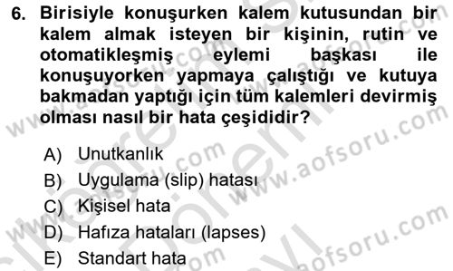 Havacılık Emniyeti Dersi 2022 - 2023 Yılı (Final) Dönem Sonu Sınav Soruları 6. Soru