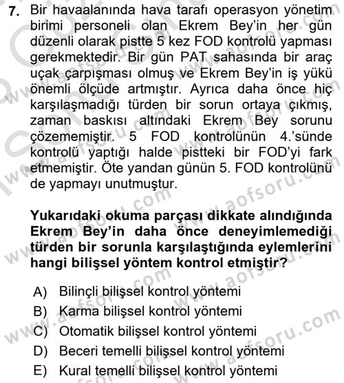 Havacılık Emniyeti Dersi 2022 - 2023 Yılı (Final) Dönem Sonu Sınav Soruları 7. Soru