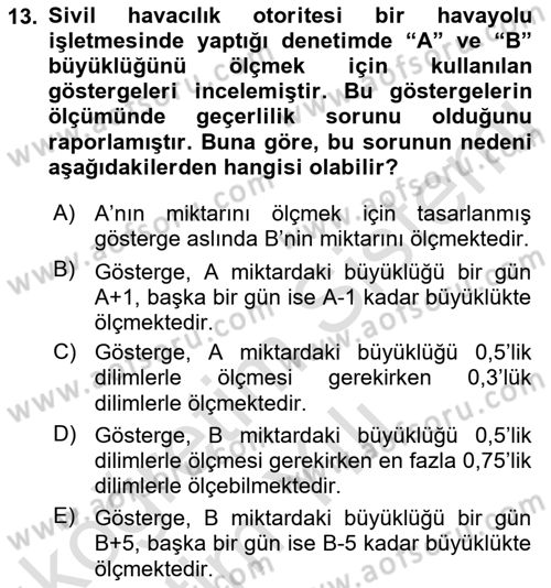 Havacılık Emniyeti Dersi 2022 - 2023 Yılı Yaz Okulu Sınav Soruları 13. Soru