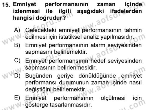 Havacılık Emniyeti Dersi 2022 - 2023 Yılı Yaz Okulu Sınav Soruları 15. Soru