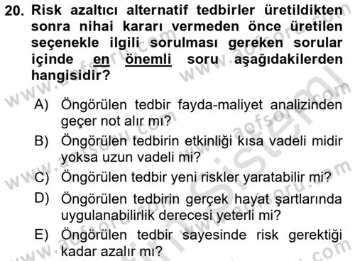 Havacılık Emniyeti Dersi 2022 - 2023 Yılı Yaz Okulu Sınav Soruları 20. Soru