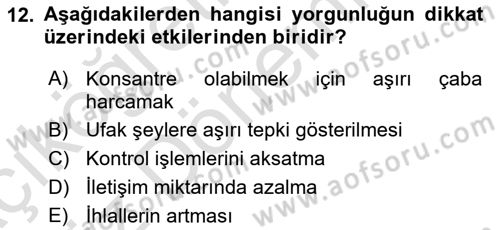 Havacılık Emniyeti Dersi 2023 - 2024 Yılı (Vize) Ara Sınav Soruları 12. Soru