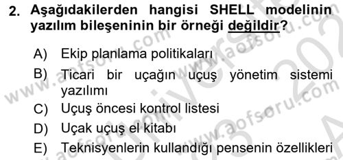 Havacılık Emniyeti Dersi 2023 - 2024 Yılı (Vize) Ara Sınav Soruları 2. Soru