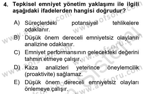 Havacılık Emniyeti Dersi 2023 - 2024 Yılı (Vize) Ara Sınav Soruları 4. Soru