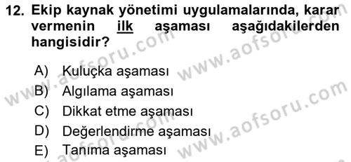 Havacılık Emniyeti Dersi 2023 - 2024 Yılı (Final) Dönem Sonu Sınav Soruları 12. Soru